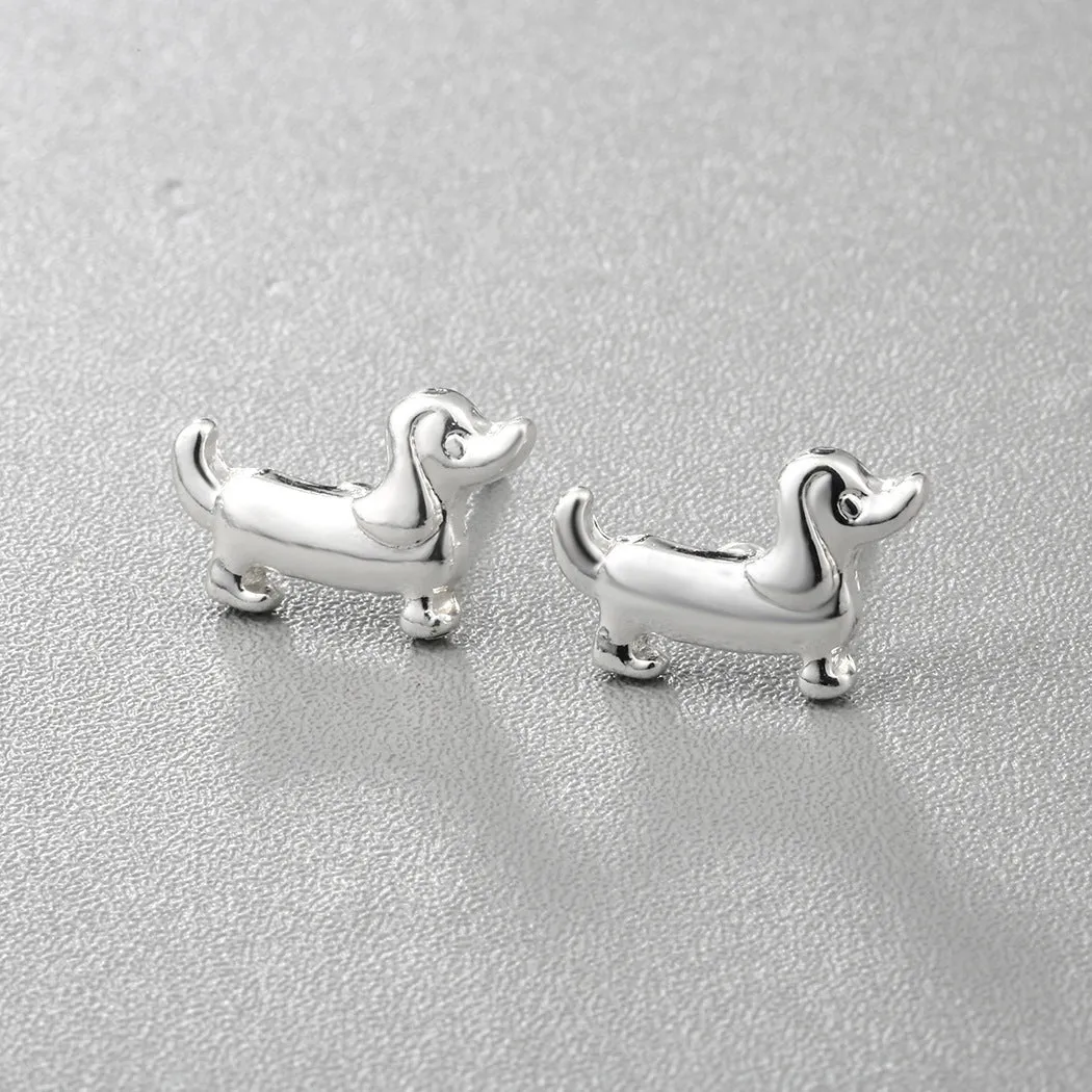 Charming Dachshund Alloy Stud Earrings – Playful Pet-Inspired Design