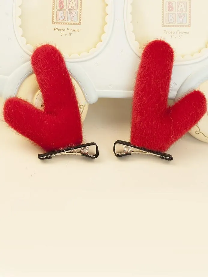 Christmas Hair Accessories Red Antlers Holiday Side Clip Hairpin Headdress