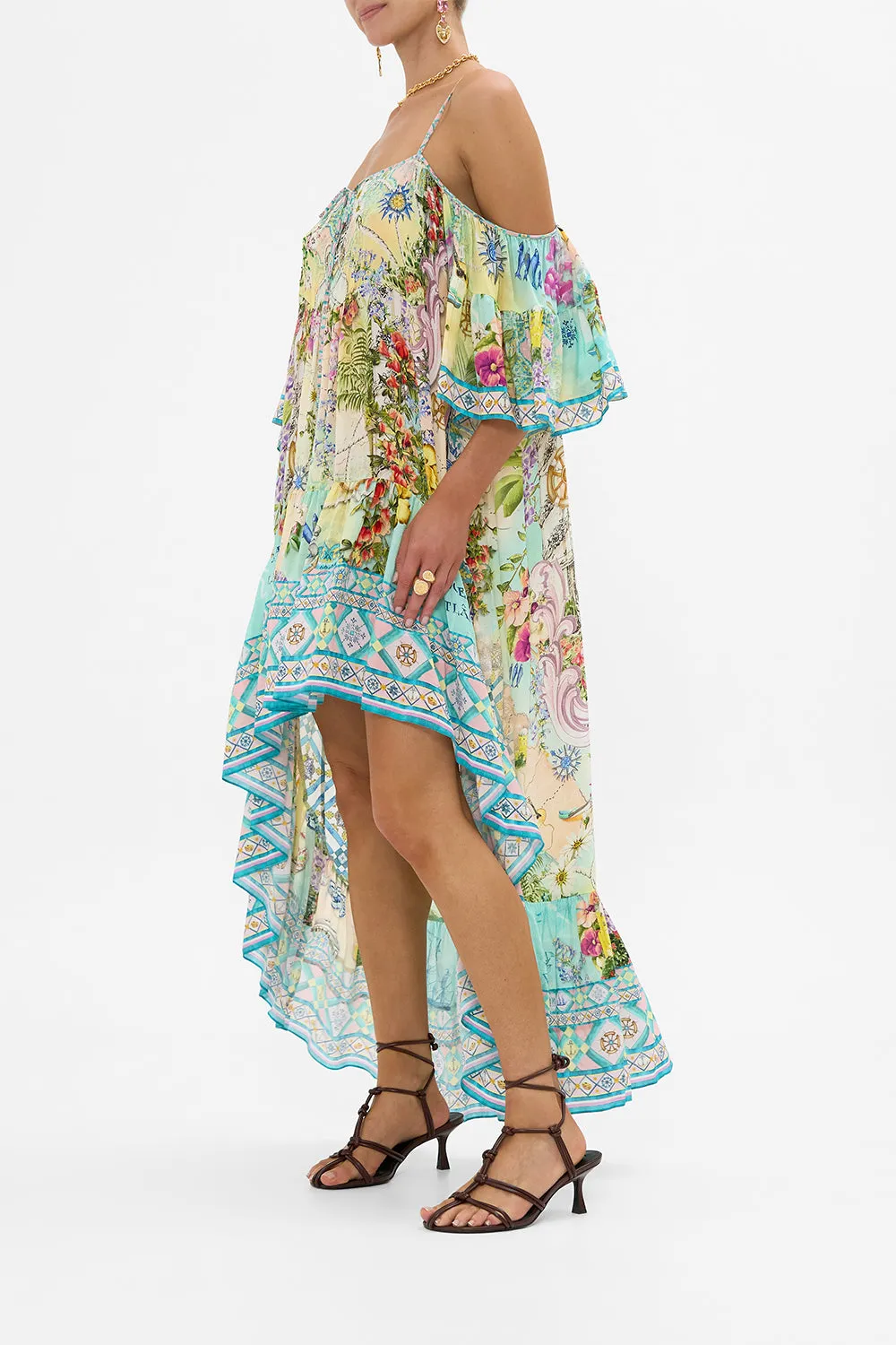 COLD SHOULDER HIGH LOW DRESS JUST COASTING