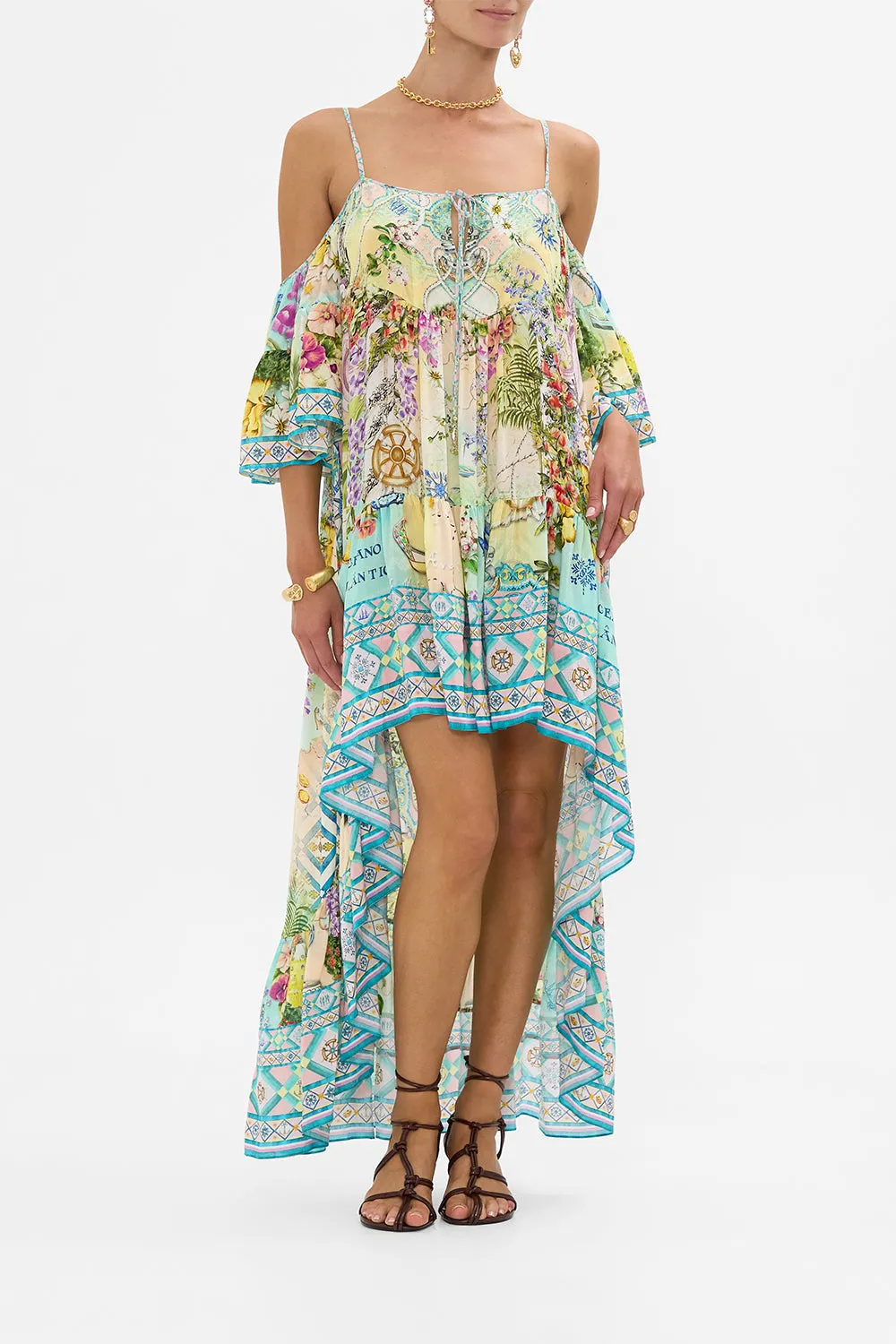 COLD SHOULDER HIGH LOW DRESS JUST COASTING