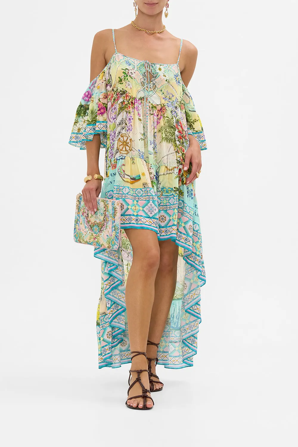 COLD SHOULDER HIGH LOW DRESS JUST COASTING