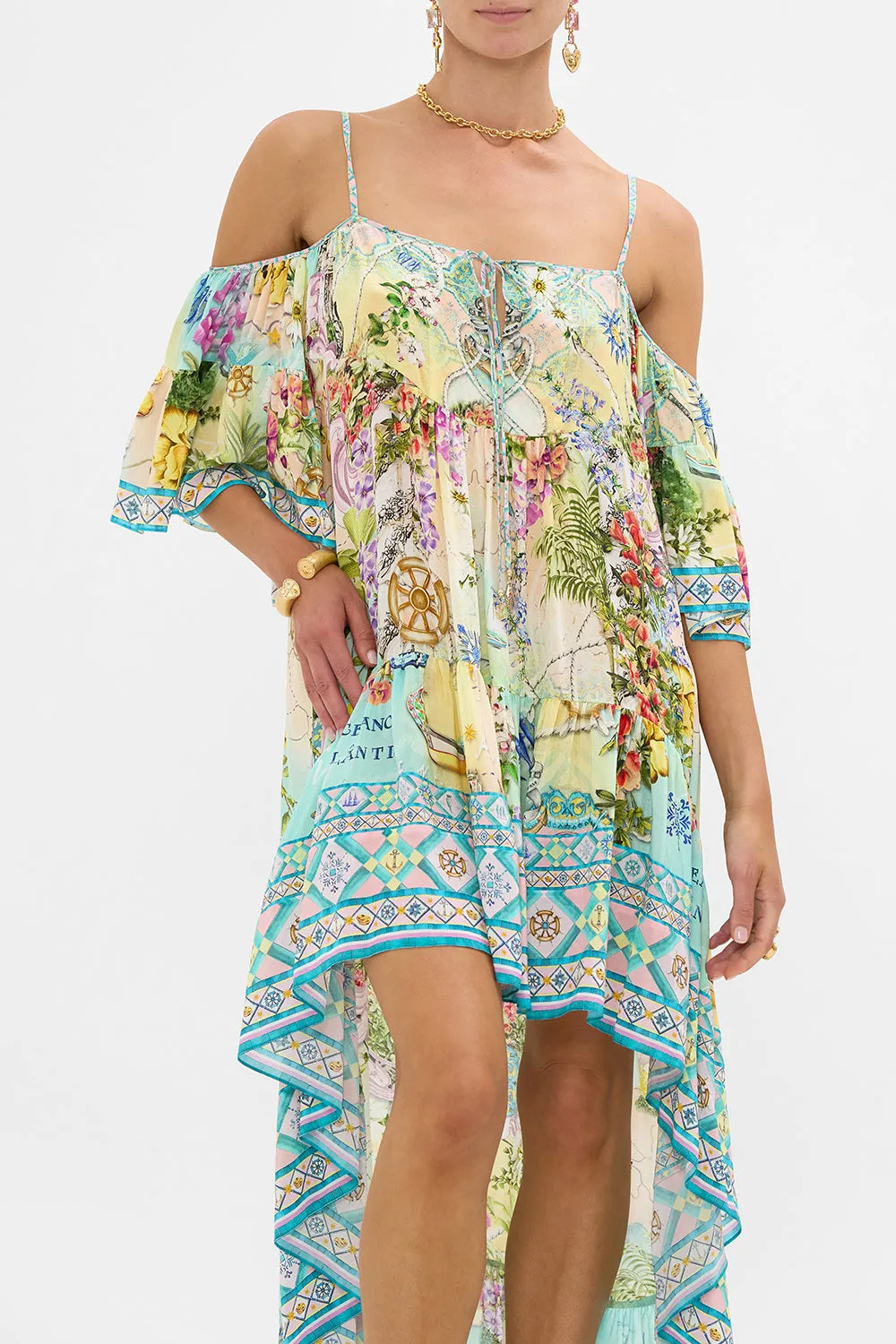 COLD SHOULDER HIGH LOW DRESS JUST COASTING