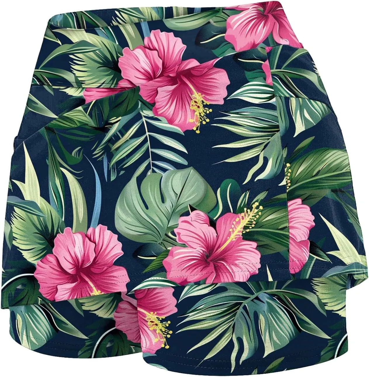 cooki Women's Athletic Skorts Lightweight Golf Skirts Inner Shorts Summer High Waisted Stretchy Floral Print Tennis Skort