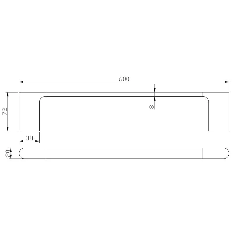 Cora Single Towel Rail 600mm 5301-600