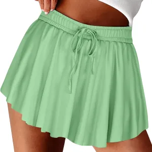 DDAPJ pyju Golf Skirts for Women Pleated Tennis Skirt Drawstring High Waisted Skort Inner Shorts Casual Athletic Mini Skirts