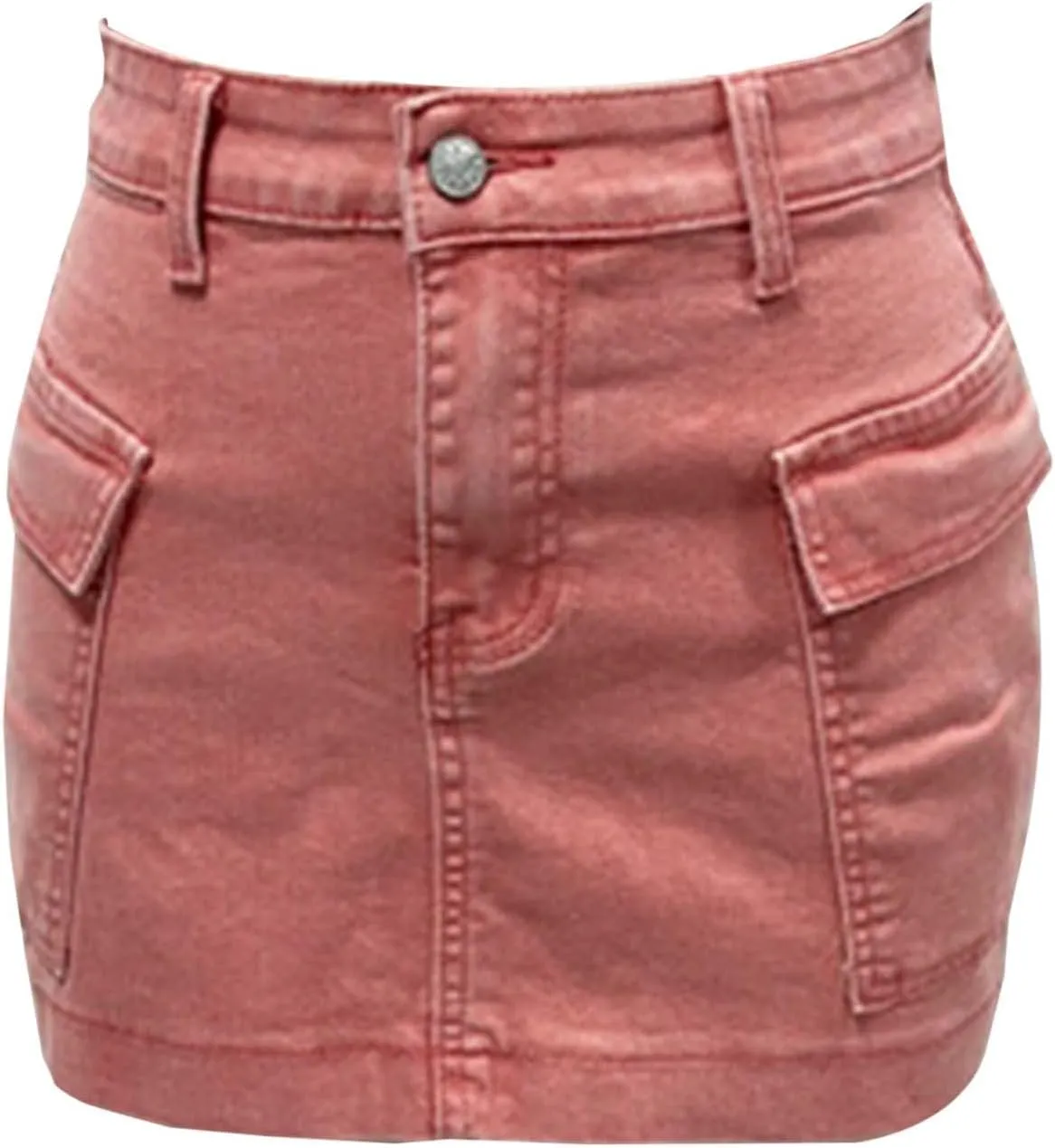 Denim Cargo Skirt with Pocket for Women High Waisted Button Mini Skirt 2025 Trendy Slim Fit Distressed Bodycon Jean Skirts