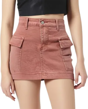 Denim Cargo Skirt with Pocket for Women High Waisted Button Mini Skirt 2025 Trendy Slim Fit Distressed Bodycon Jean Skirts
