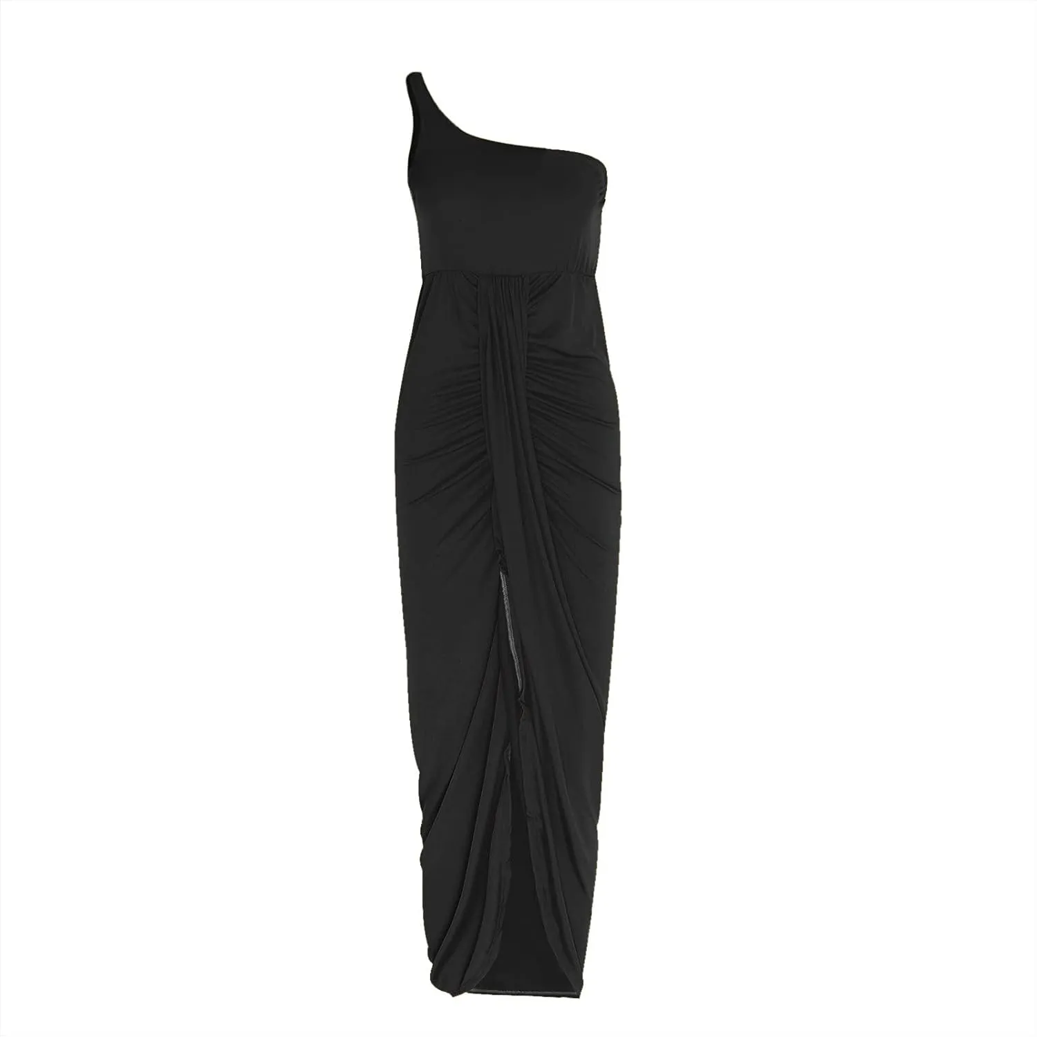 Dresses for Women 2023 Summer Strapless Long Dress Ruched High Waist Wrap Split Asymmetrical Party Club Dress Beach Sundress