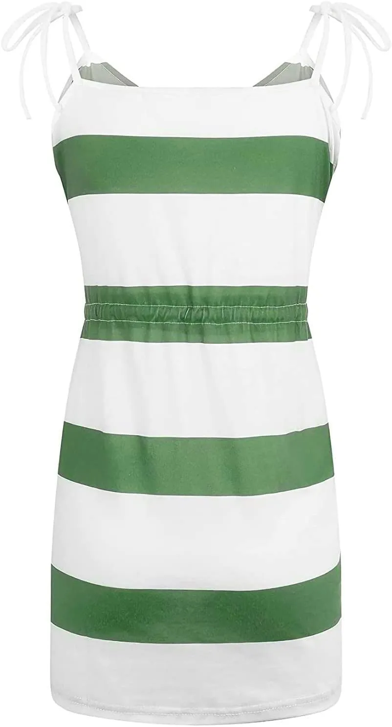 Dresses for Women 2023, Trendy Striped Beach Cover Up Boho Mini Dress Summer Casual Tunic Dress with Pockets