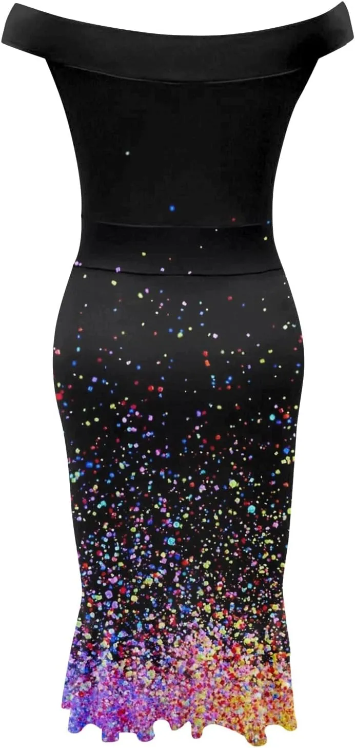 Dresses for Women 2024,Fashion Sexy Summer Off Shoulder Short Sleeve Sequin Ruffle Irregular Dresses for Women