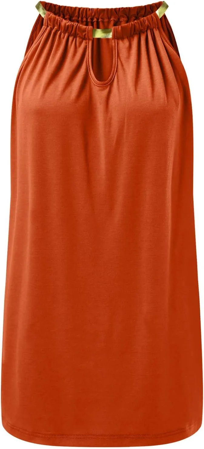 Eduavar Summer Dresses for Women, Mini Dresses for Women Summer Sexy Halter Neck Backless Vest Dress Beach Solid Tank Dress