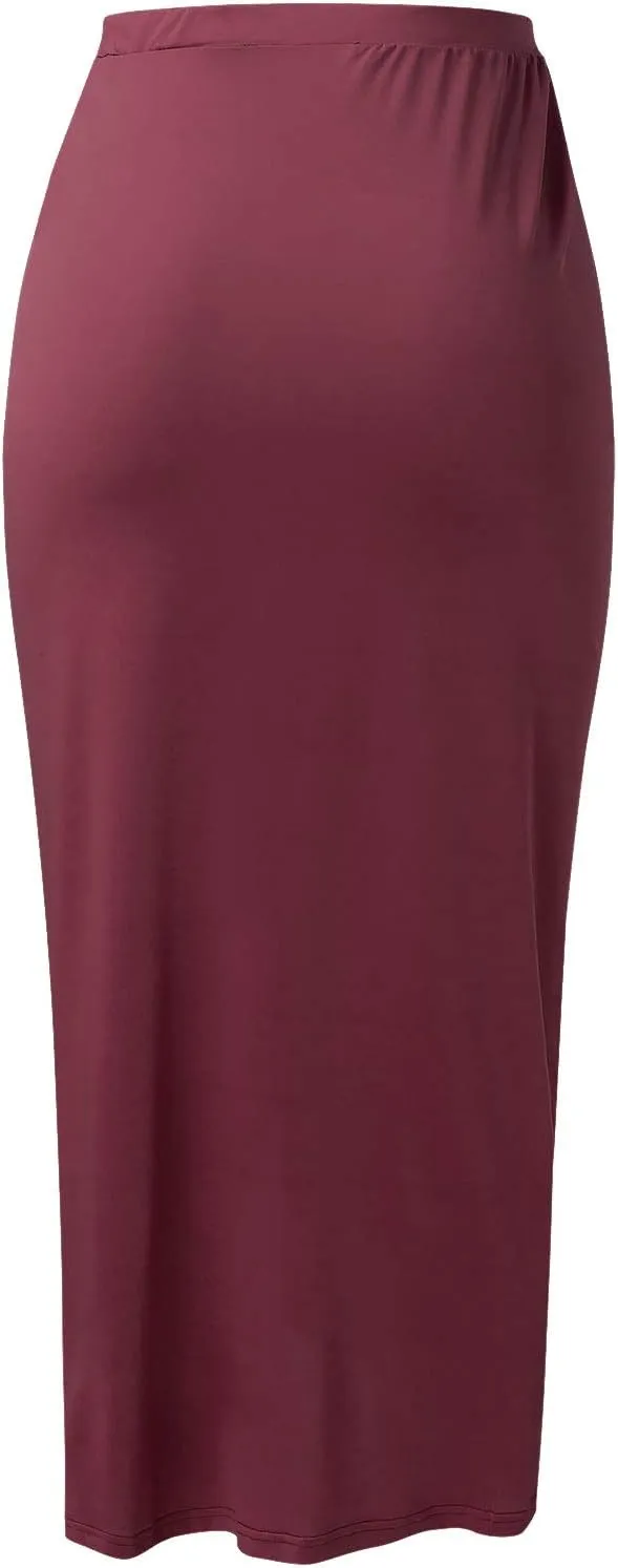 Elastic Draped Asymmetrical Girls Skirts Casual Solid Waist Maxi High Wrap Slit Skirt Women's Plus Size Midi