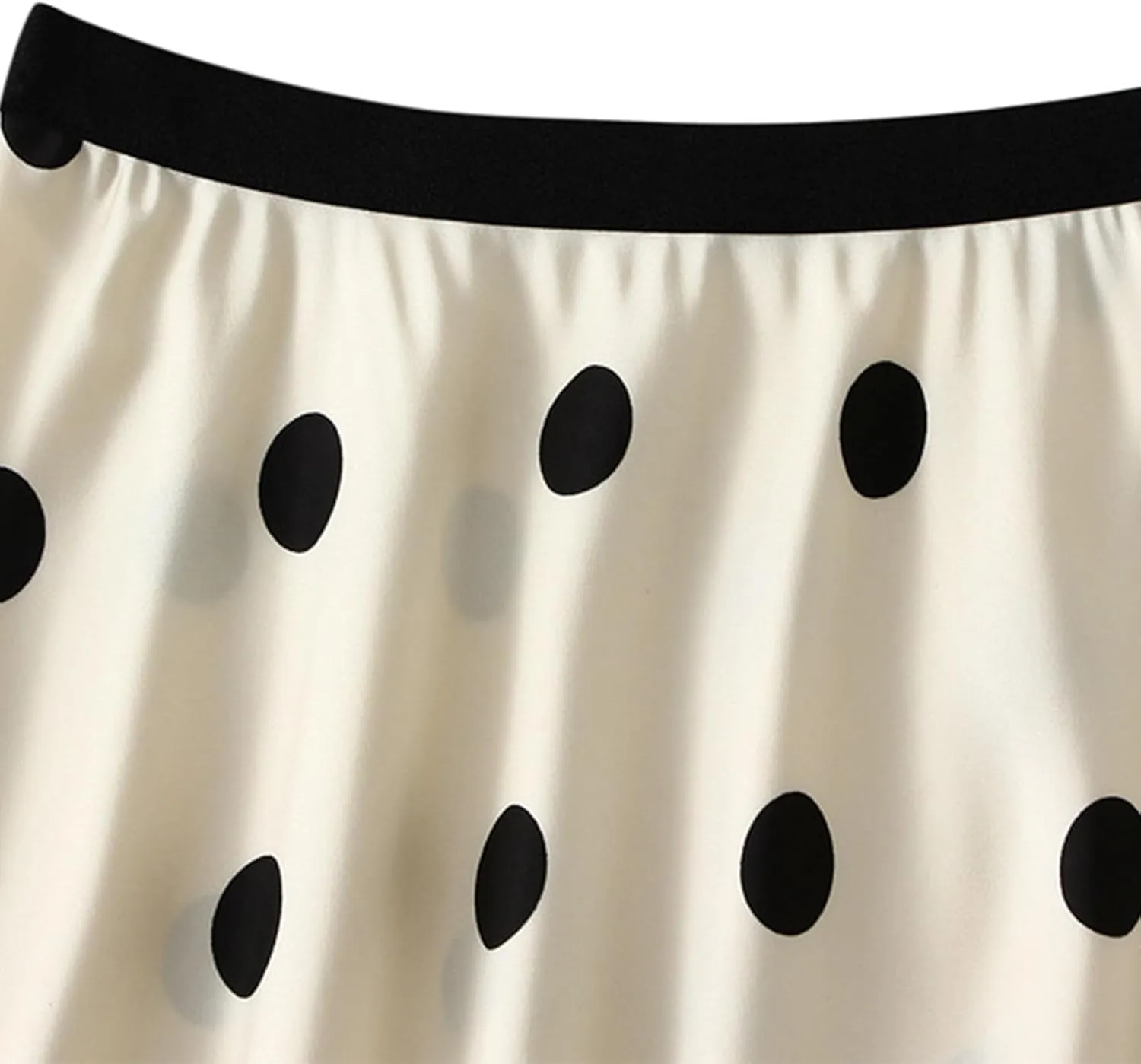 Elegant Midi Skirts for Women Casual Polka Dot Print High Waist Pleated Skirt Trendy Formal Business A-Line Skirt