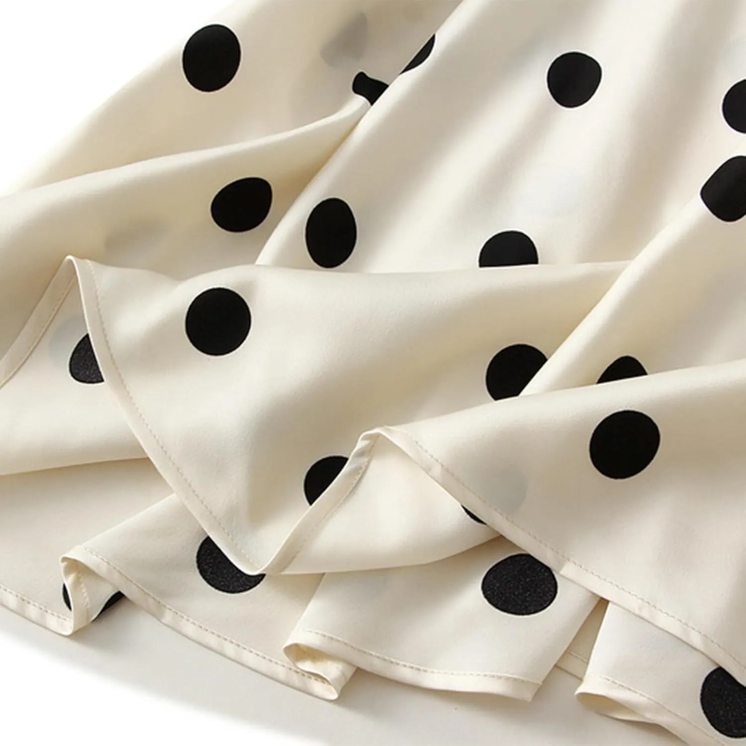 Elegant Midi Skirts for Women Casual Polka Dot Print High Waist Pleated Skirt Trendy Formal Business A-Line Skirt