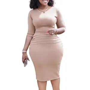 Elegant Waist-Fold African Midi Dress – Timeless Sophistication & Cultural Charm