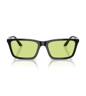 Emporio Armani Women's Glossy Black Rectangular Sunglasses