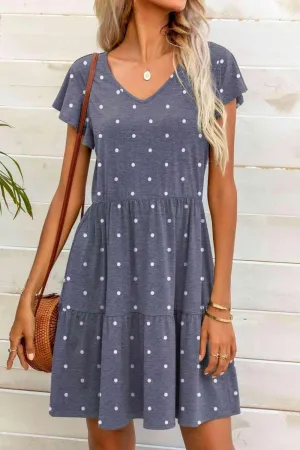 Everyday Charm Polka Dot Flutter Sleeve Mini Dress
