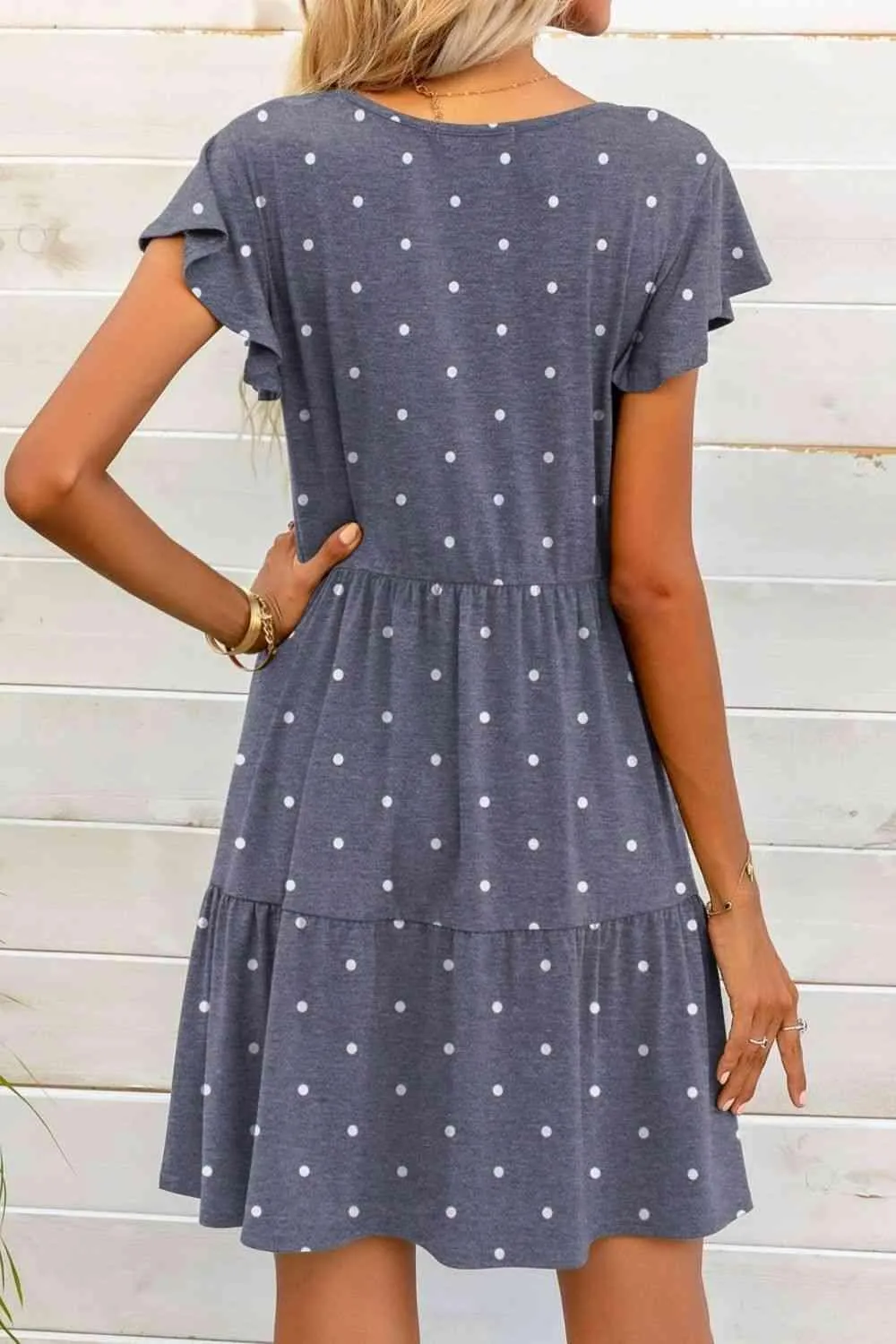 Everyday Charm Polka Dot Flutter Sleeve Mini Dress