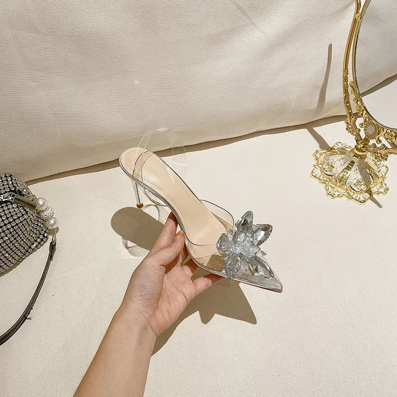 Fairy French Silver Transparent Stiletto Sandals