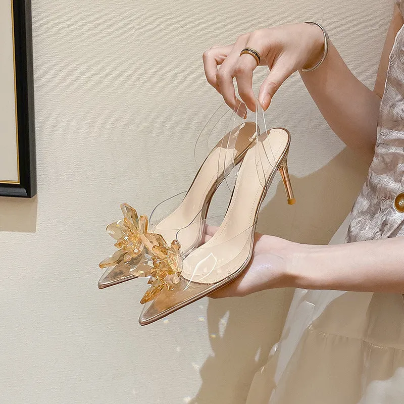 Fairy French Silver Transparent Stiletto Sandals