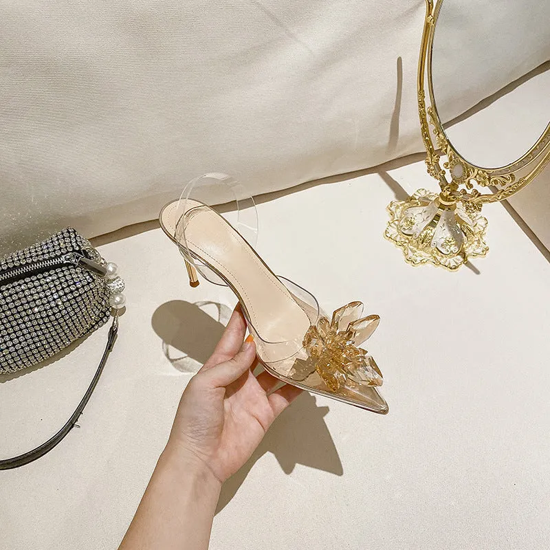 Fairy French Silver Transparent Stiletto Sandals