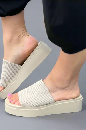 Farley Stretchable Platform Sandal - Nude
