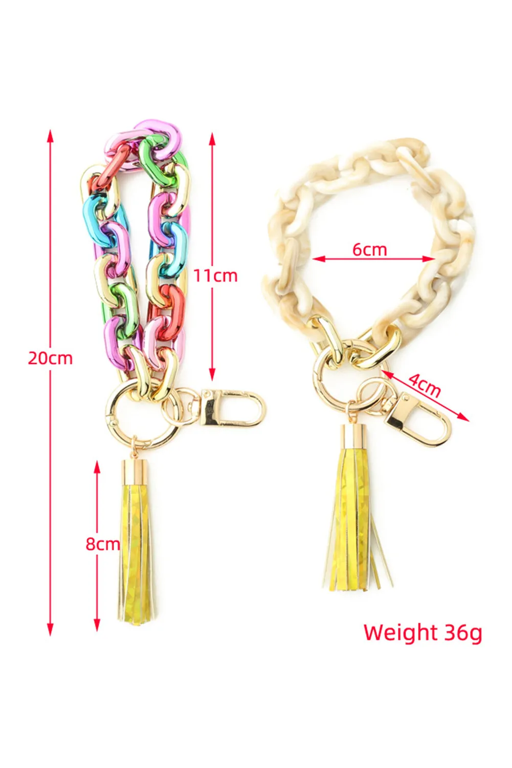 Festival Fuchsia Chain Design Tassel Key Ring