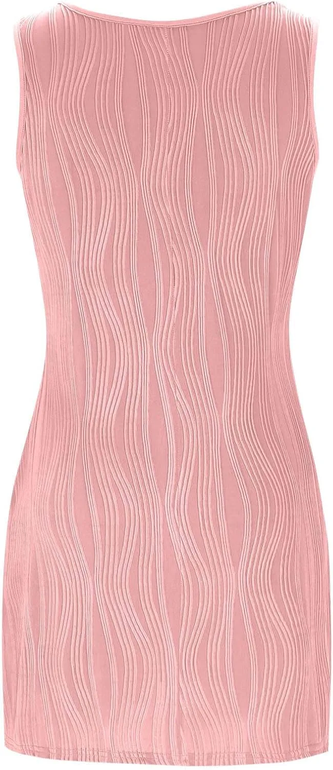 Finelylove Summer Spring Dresses for Women 2025 O Ring Shoulder Sleeveless Sundress Button A Line Mini Dress Beach Clothes