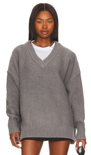 Free People Alli V-neck Sweater in Grey