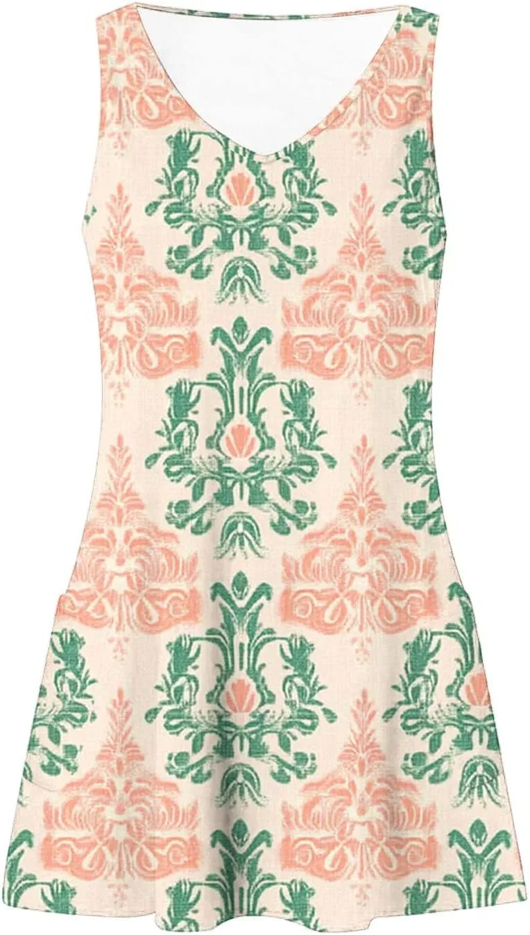 FZYLQY Sleeveless Boho Printed Tank Dress for Women Summer Casual Loose Fit Mini Dresses V Neck Lightweight Beach Outfits
