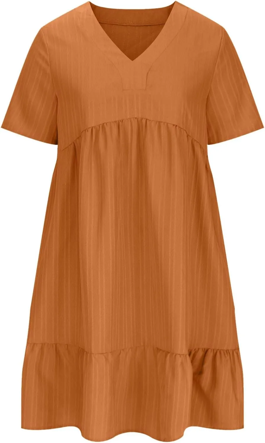 FZYLQY Womens Casual Dresses Short Sleeve V Neck Loose Fit Swing Dress Trendy Comfy Summer Sundresses Beach Mini Dresses