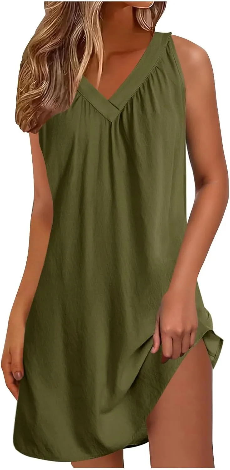 FZYLQY Womens Dressy Casual Summer Dresses Off The Shoulder Solid Sundress Ladies Elegant Trendy Smocked V Neck Mini Dress