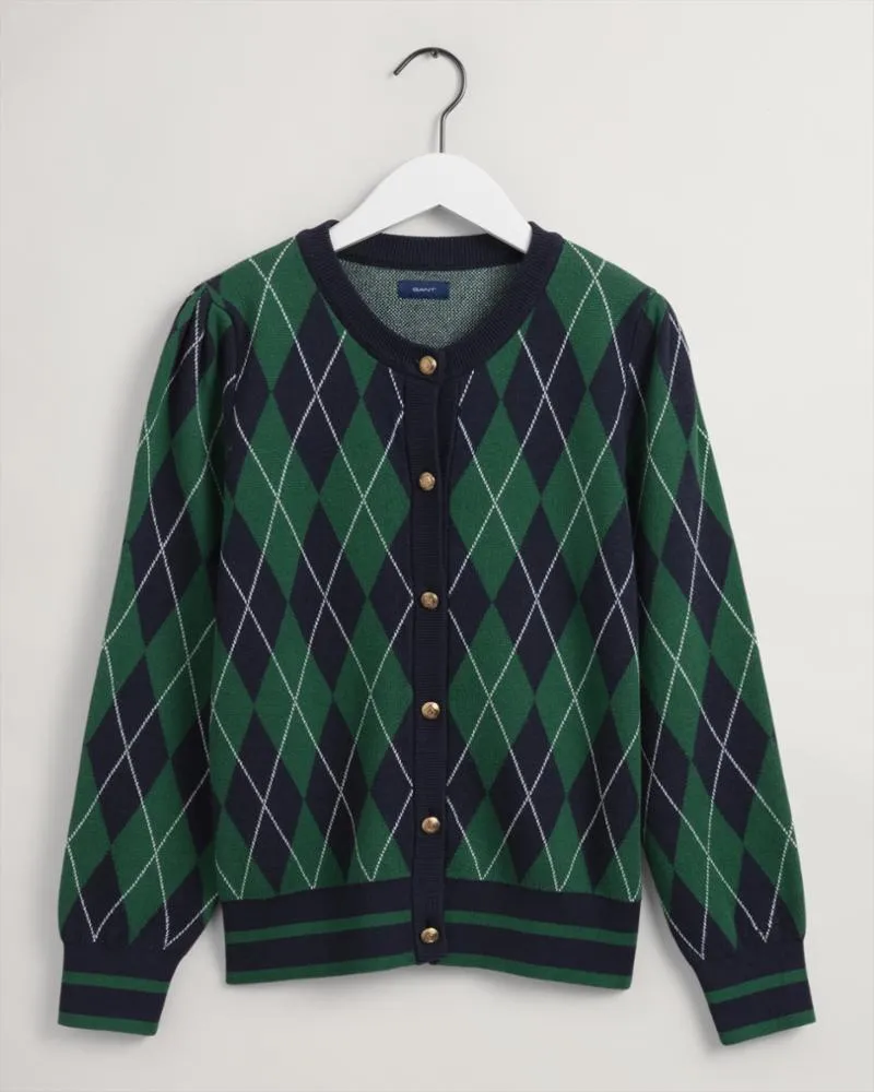 Gant Apparel Womens ARGYLE CARDIGAN 433/EVENING BLUE