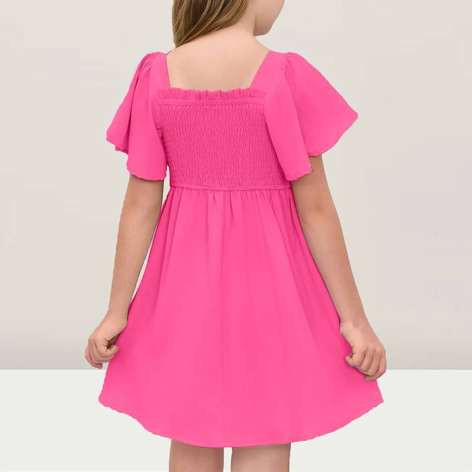 Girls Summer Dress Pleated Sleeve Dress A-Line Party Dresses Bohemian Formal Dresses for Weddings 5-14 Years