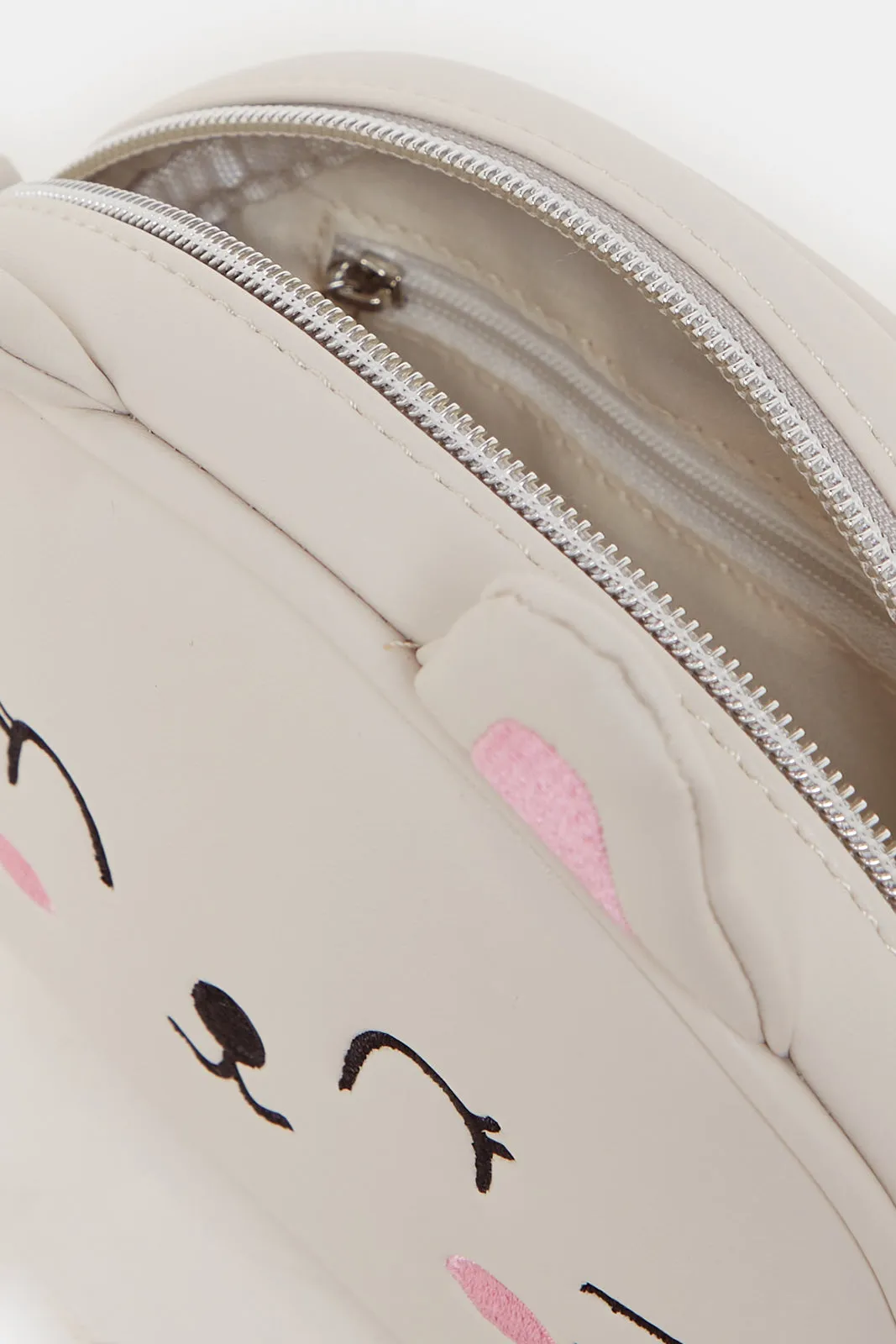 Girls White Character Embellished Crossbody