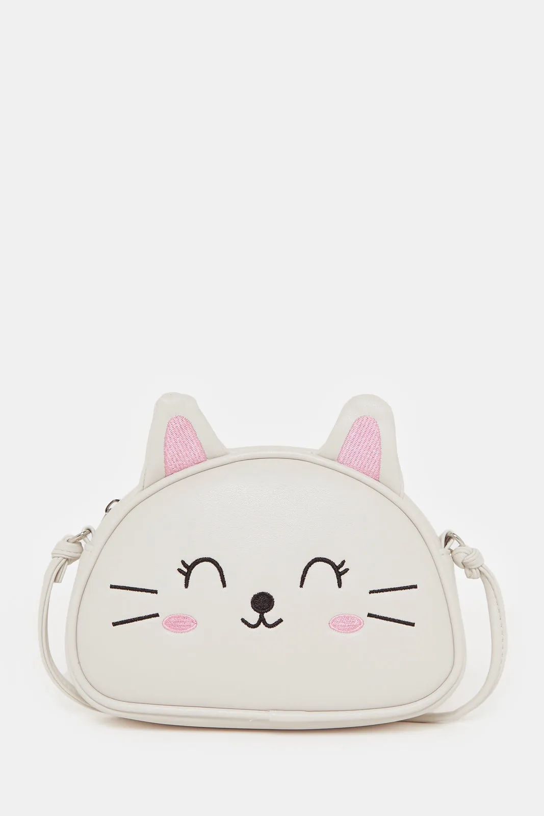 Girls White Character Embellished Crossbody
