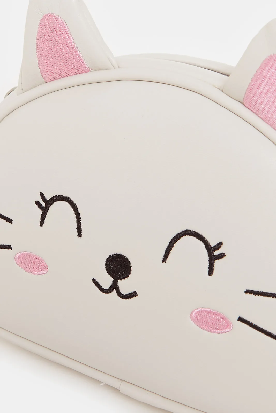 Girls White Character Embellished Crossbody