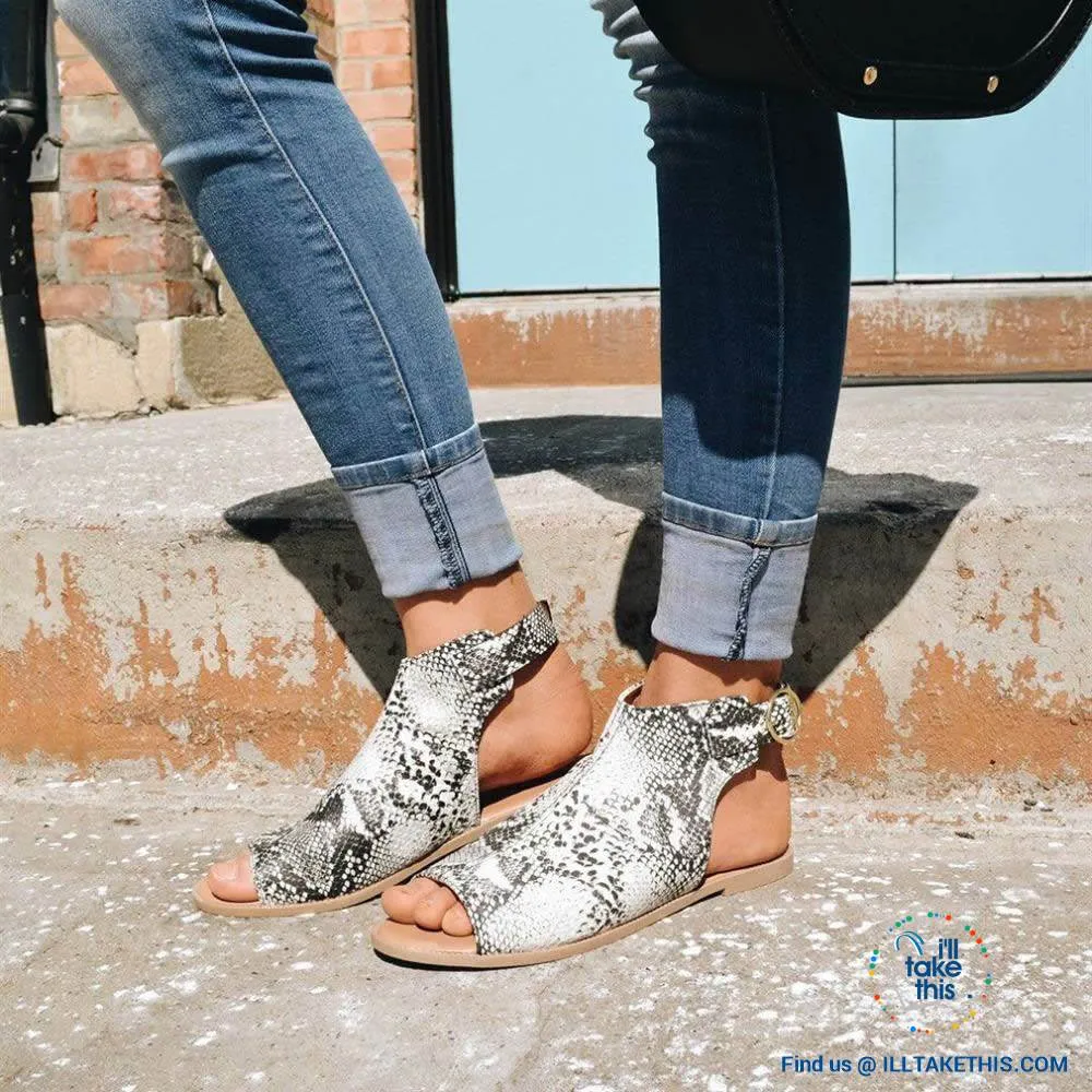 Gorgeous Flat Sole Sandal with Peep Toe , Vegan leather womens sandals, 4 Color Options!