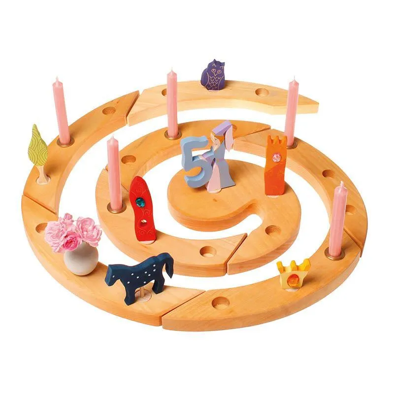 Grimm's wooden birthday and advent spiral - natural