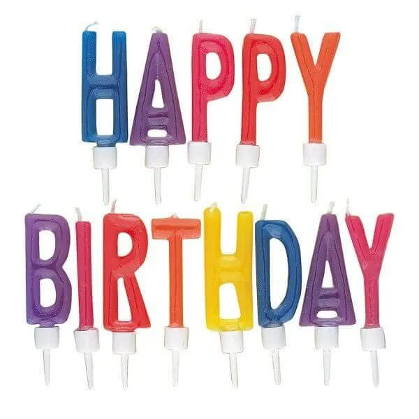 Happy Birthday Letter Candles in Holders (13ct)