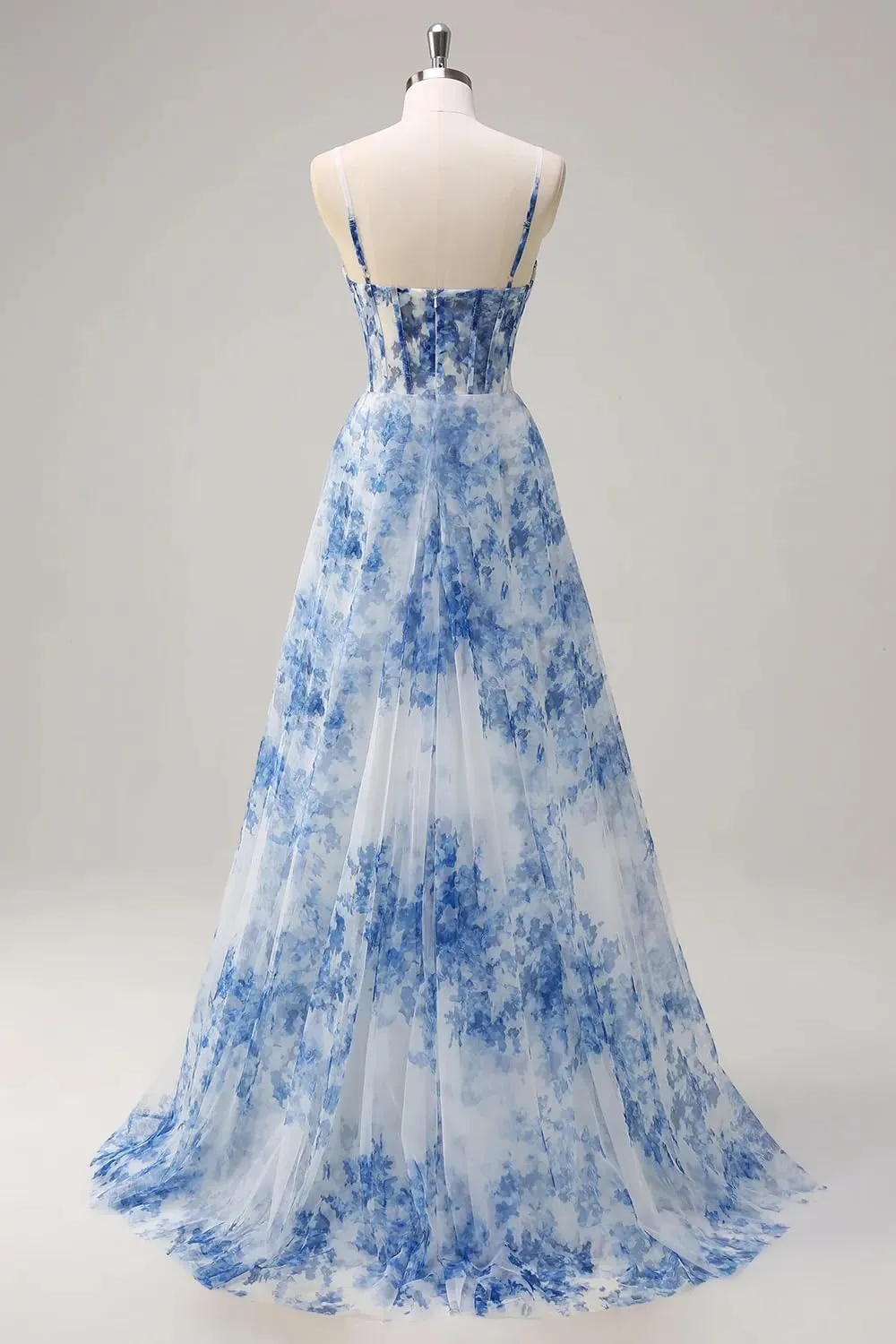 HEWEIGUI Women's Floral Print Prom Dresses 2025 Spaghetti Straps Chiffon Formal Evening Dress with Slit WHC094