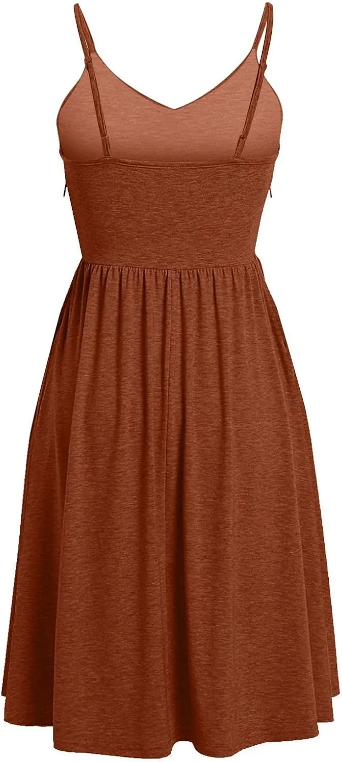 hlysgo Going Out Dresses for Women 2025 Summer Casual Spaghetti Straps Sleeveless V Neck Mini Dress A-Line Flowy Beach Dress