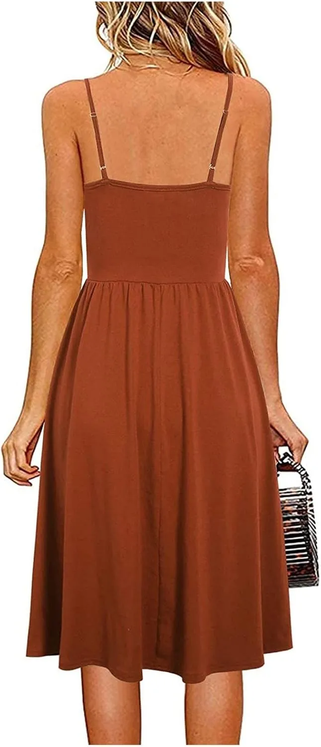 hlysgo Going Out Dresses for Women 2025 Summer Casual Spaghetti Straps Sleeveless V Neck Mini Dress A-Line Flowy Beach Dress