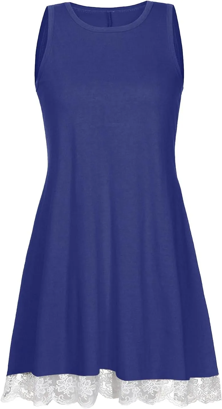 hlysgo Women's 2024 Summer Sleeveless Mini Dress Casual Beach Sundress Loose Comfy Flowy Short Tank Dresses with Pockets