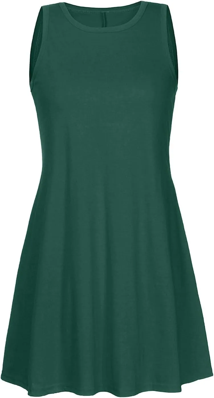 hlysgo Women's 2024 Summer Sleeveless Mini Dress Casual Beach Sundress Loose Comfy Flowy Short Tank Dresses with Pockets