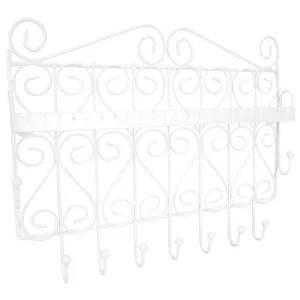 Home Basics Decorative Wall Mounted Jewelry Organizer Rack for Necklaces, Bracelets, Earrings, Rings and More (White)