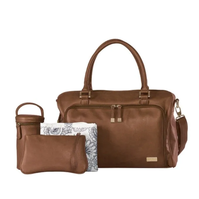 Isoki Nappy Bag Double Zip Satchel - Redwood