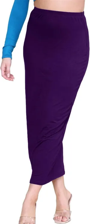 Janisramone Womens Bodycon Tube Maxi Skirts, Plain Elasticated Waist Midaxi Jersey Skirts, Soft Summer Midi Pencil Skirt Purple