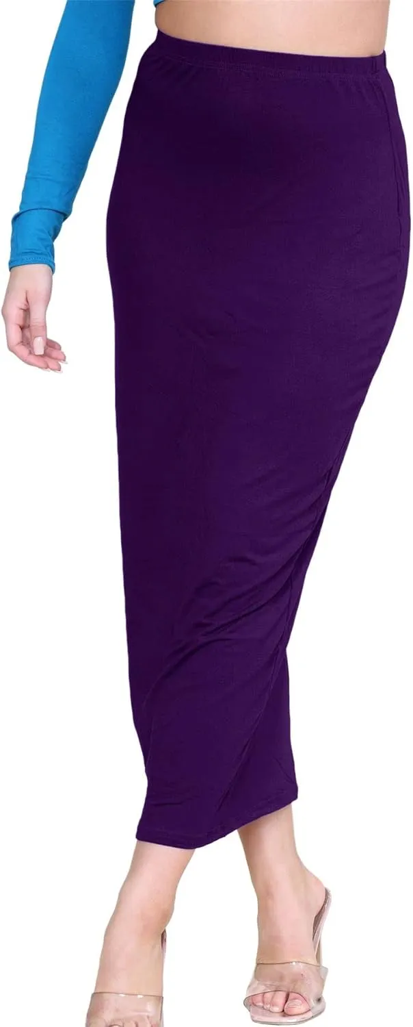 Janisramone Womens Bodycon Tube Maxi Skirts, Plain Elasticated Waist Midaxi Jersey Skirts, Soft Summer Midi Pencil Skirt Purple