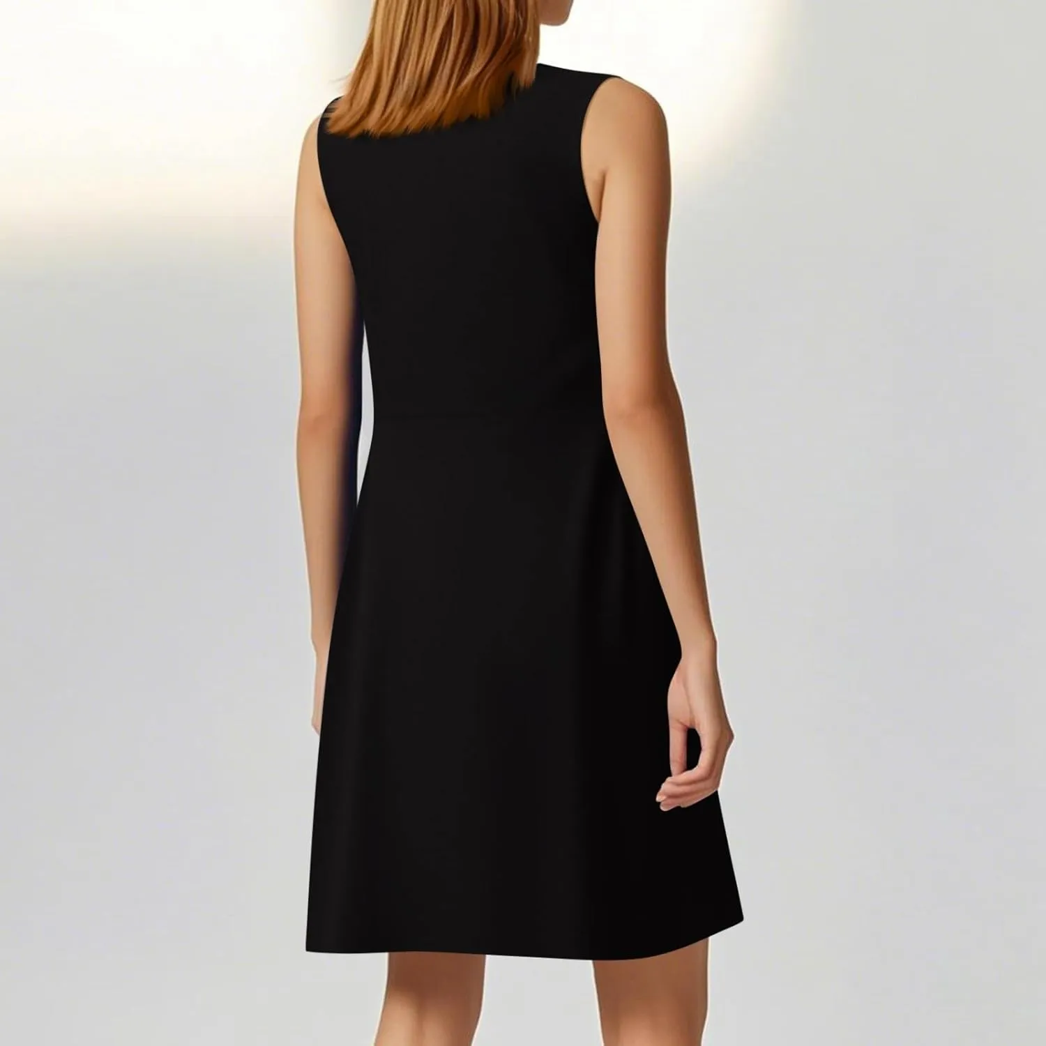 Kenvina Women's Twist Front V Neck Ruffle Casual Summer Dress Sexy Elegant Sleeveless Club Party Tunic Bodycon Mini Dresses